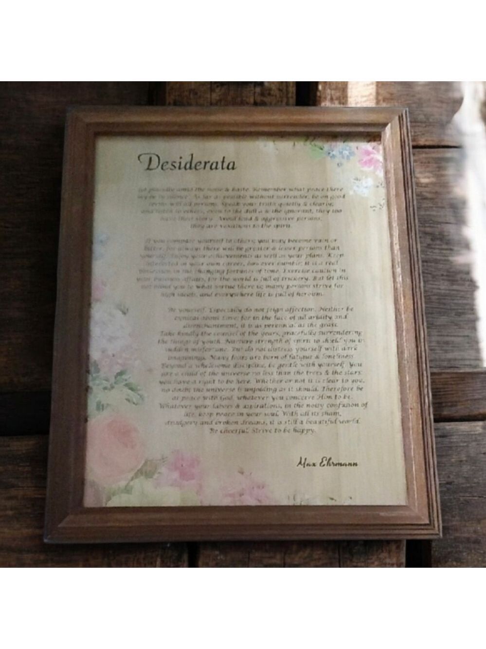 Desiderata Poem Framed No Border Rustic Frame 8X10 8" X 10"